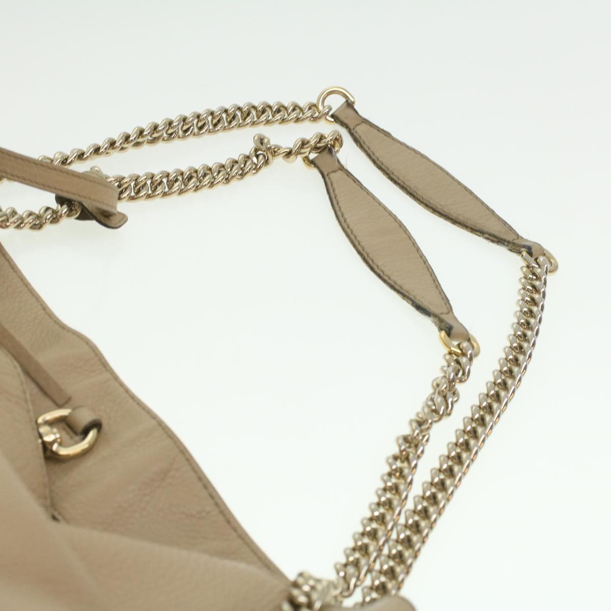 GUCCI Chain Soho Shoulder Bag Leather Beige 310306  am3948