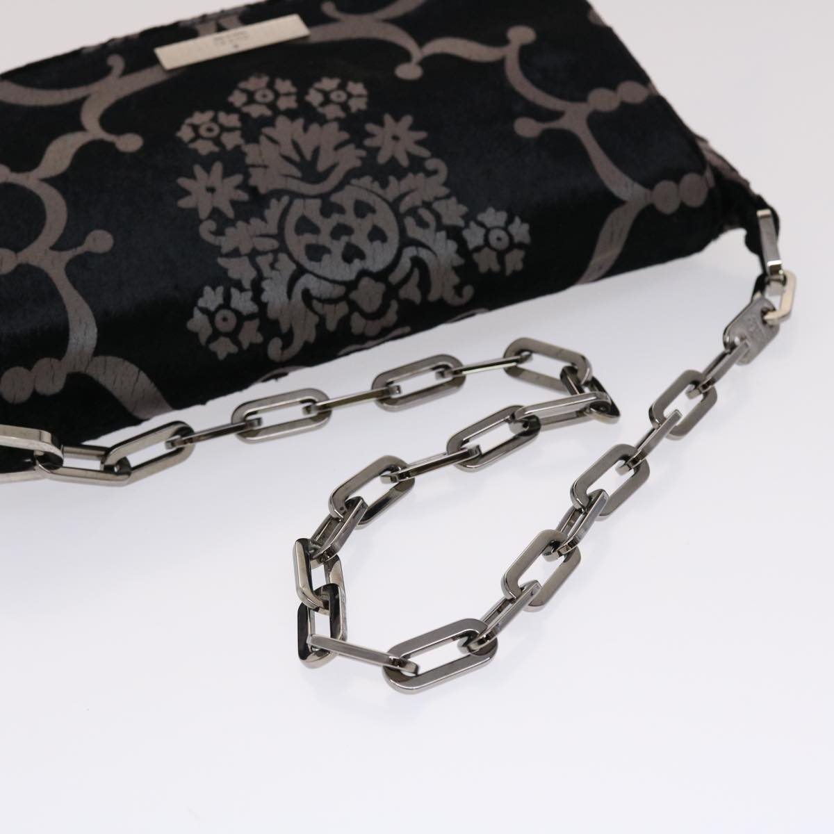 Gucci Chain Shoulder Bag Velor Black 0013829  am4747