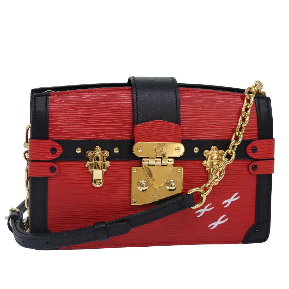 LOUIS VUITTON Epi Trunk Clutch Shoulder Bag Red Black M51697 LV Auth ar12517A