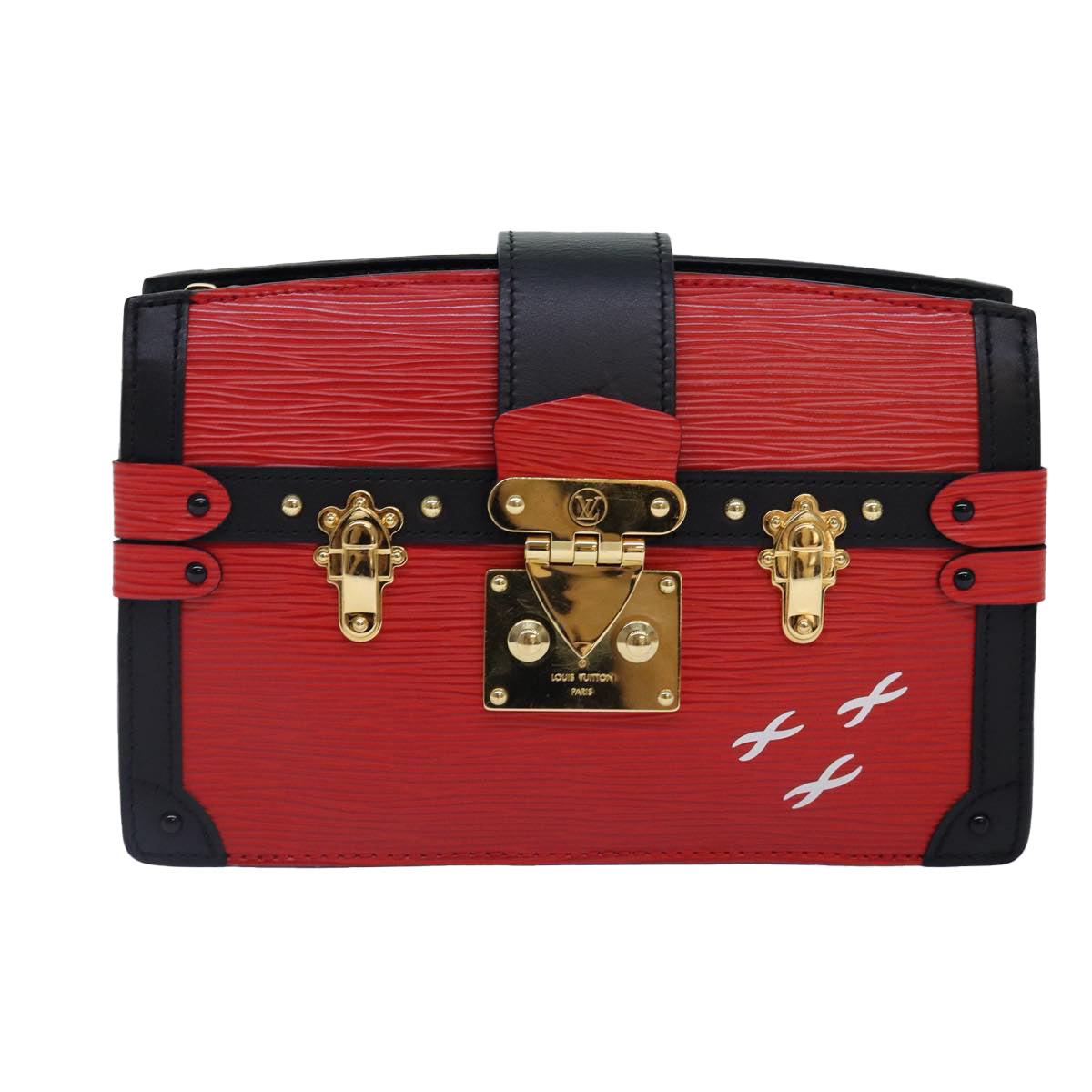 LOUIS VUITTON Epi Trunk Clutch Shoulder Bag Red Black M51697 LV Auth ar12517A