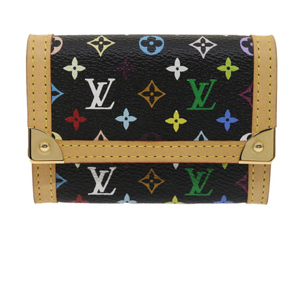 Louis Vuitton  Multicolor Porte Monnaie Plat Coin Purse Black M92656 Auth ar6950