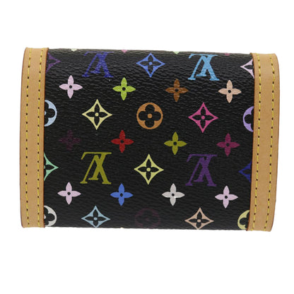 Louis Vuitton  Multicolor Porte Monnaie Plat Coin Purse Black M92656 Auth ar6950