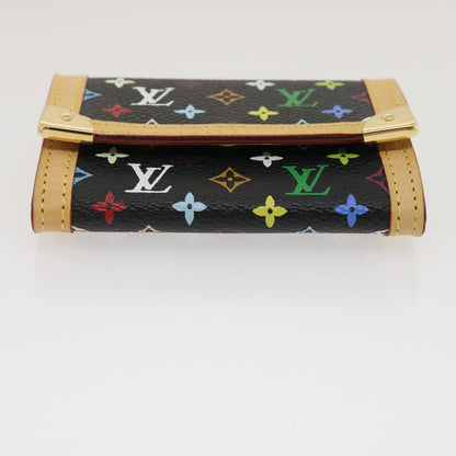 Louis Vuitton  Multicolor Porte Monnaie Plat Coin Purse Black M92656 Auth ar6950