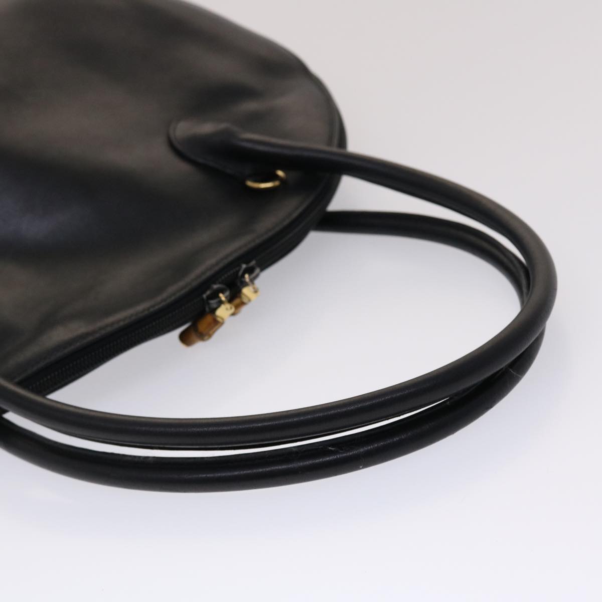 GUCCI Bamboo Shoulder Bag Leather Black  ar9933