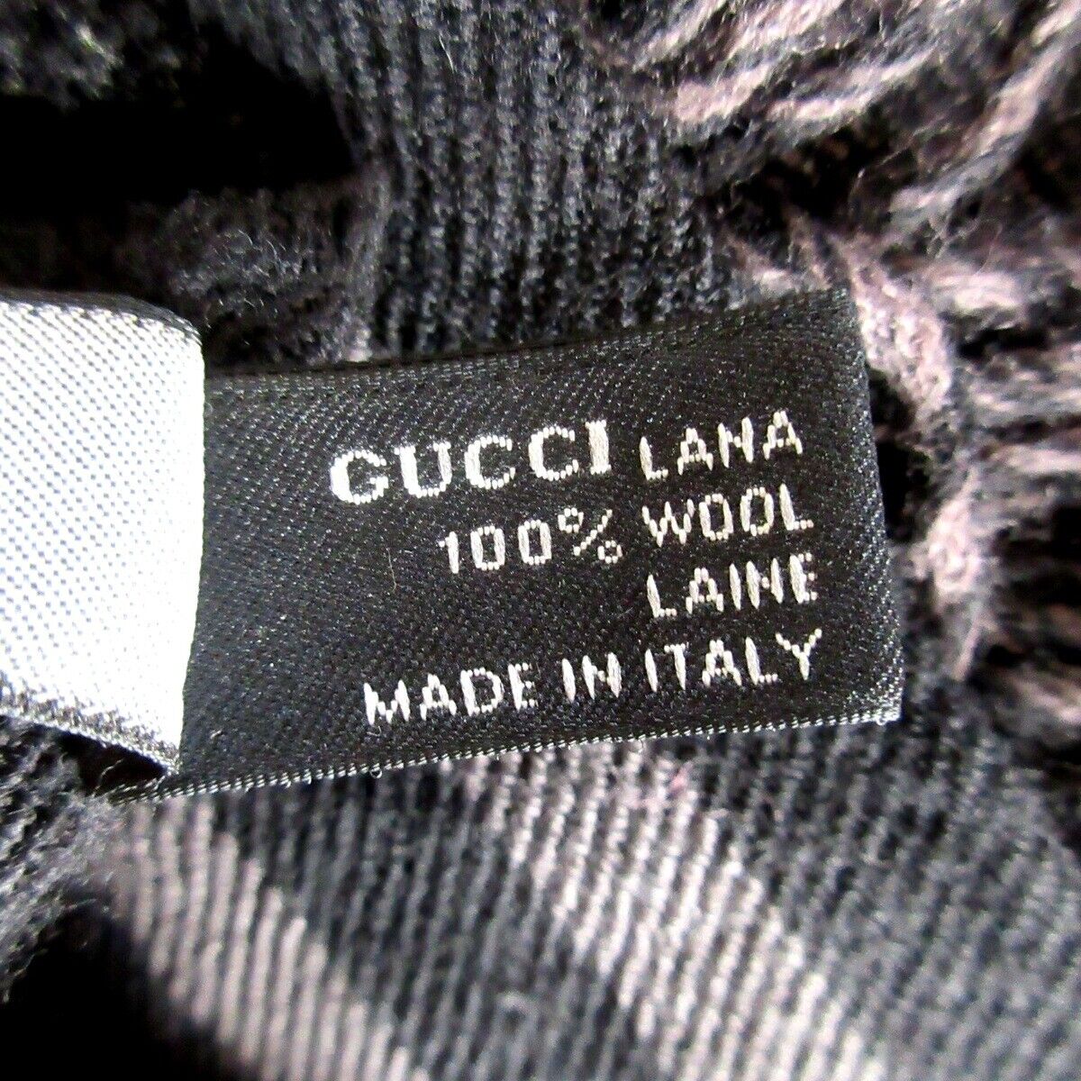 Gucci - Black Gray Wool Scarf