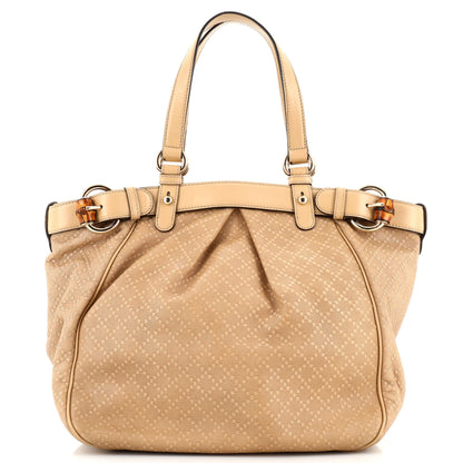 Gucci Belted Bamboo Tote Diamante Canvas