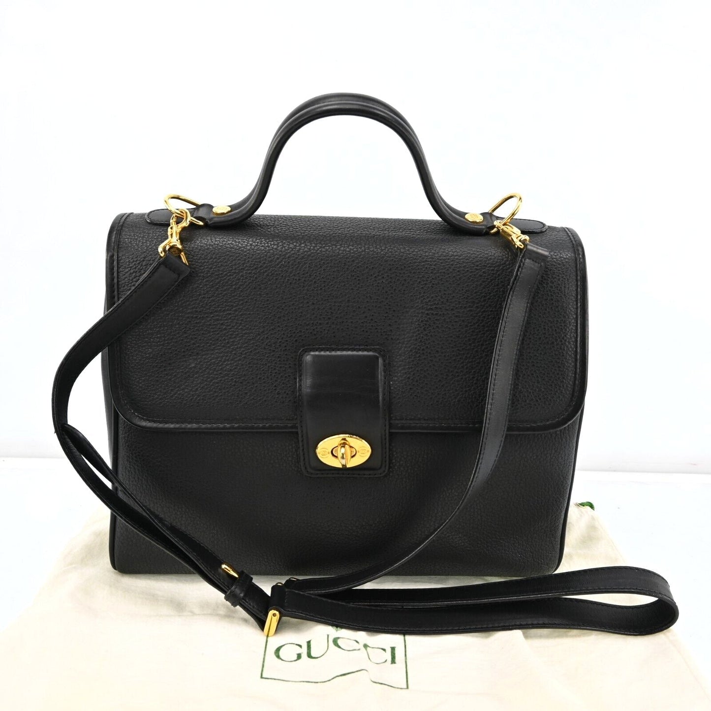 Gucci Black Leather Tote Bag