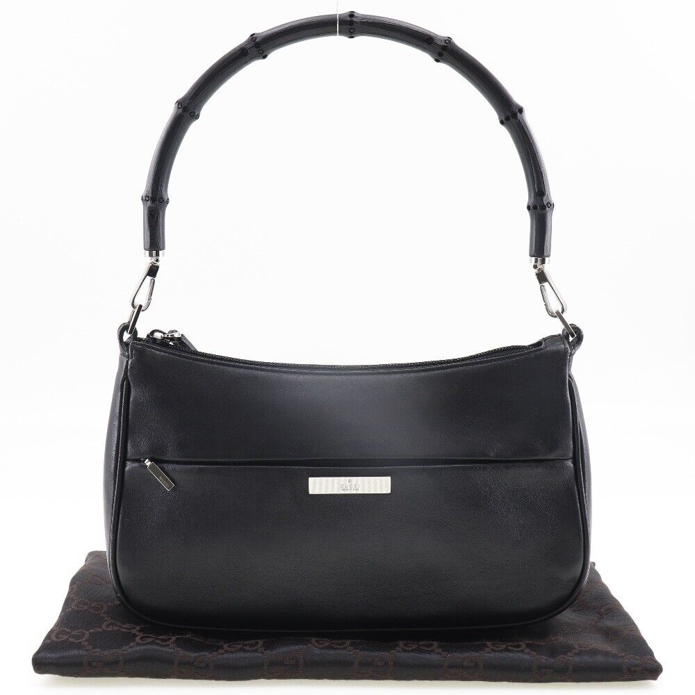 Gucci Bamboo Shoulder Bag Black Calfskin