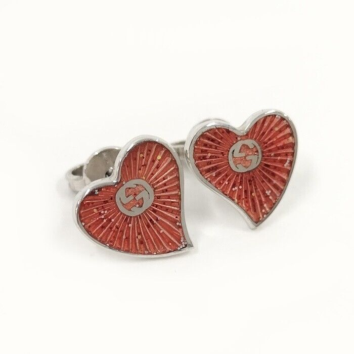 Gucci Earrings Heart Motif Silver Ladies