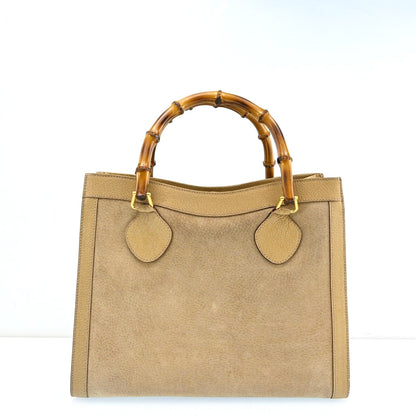 Gucci Bamboo Hand Bag Suade Leather