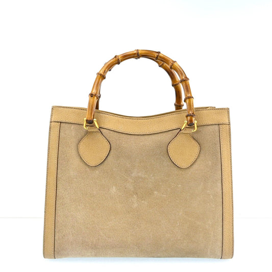 Gucci Bamboo Hand Bag Suade Leather