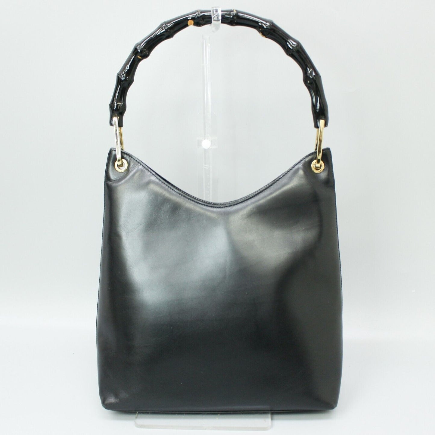 Gucci Bamboo Leather Hand Bag Black Junk