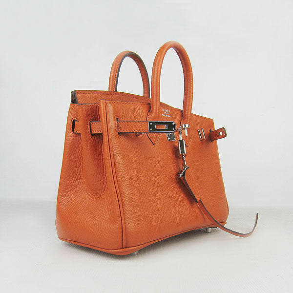 Hermes Birkin 25cm Handbag 6068 orange silver