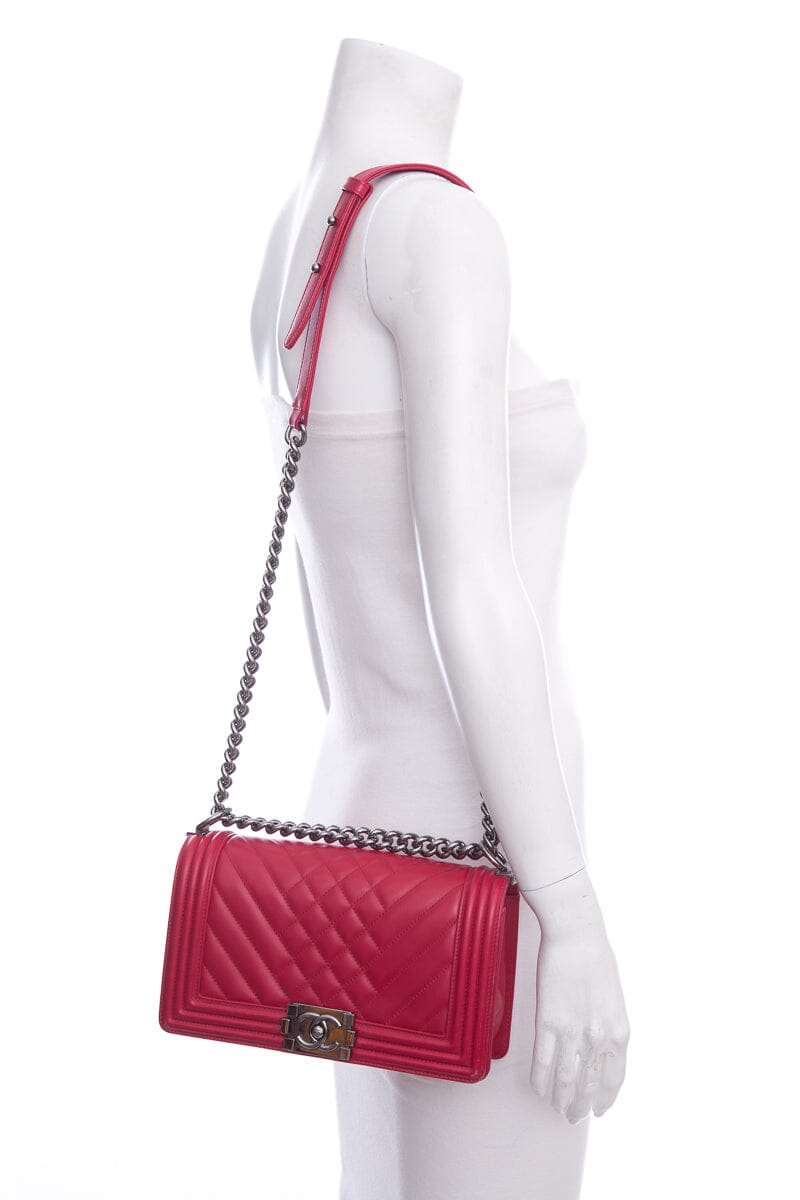 Chanel 2014 Red Medium Quilted Lambskin HandBag