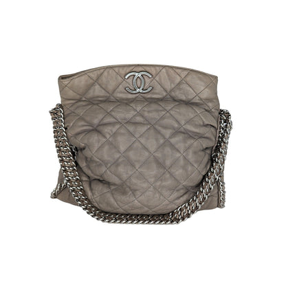 Chanel Washed Lambskin Chain Around Hobo Taupe