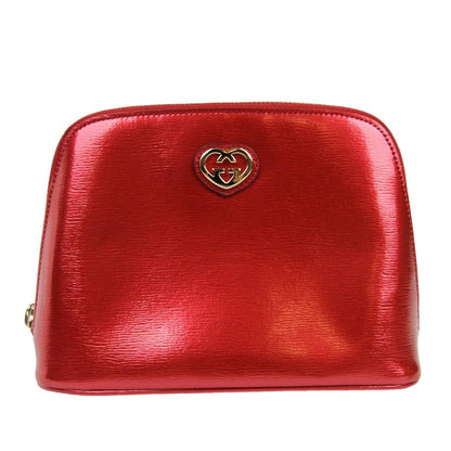 New Gucci Women's  Shiny Leather Cosmetic Case w/Interlocking G