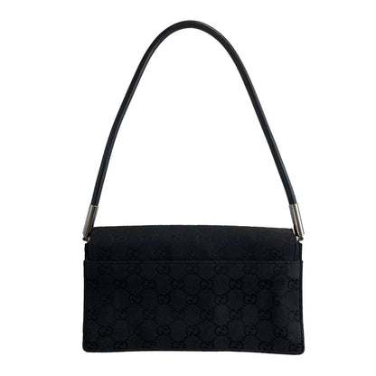 GUCCI - Black GG Monogram Canvas Shoulder Bag