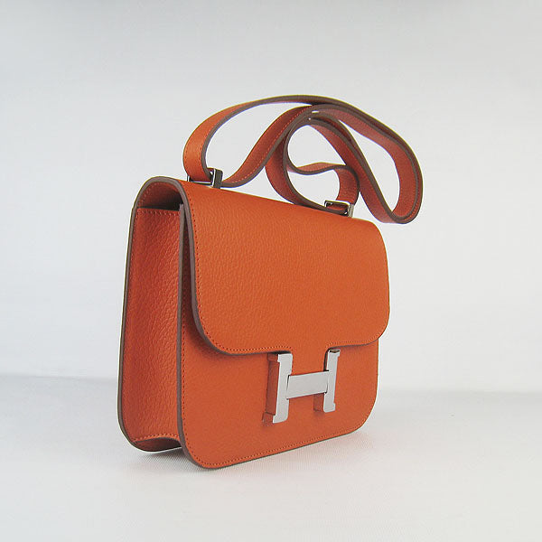 Hermes Constance Cowskin Leather Bag H017 orange silver