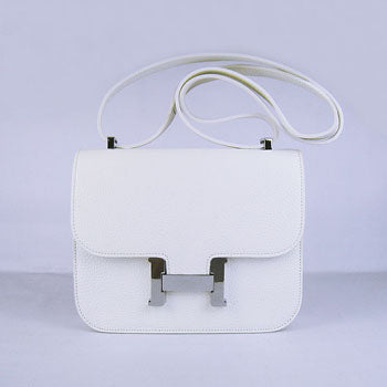 Hermes Constance Cowskin Leather Bag H017 white silver