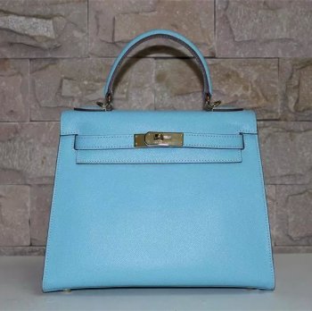 Hermes Kelly 28cm Epsom Leather HandBag Light Blue Gold