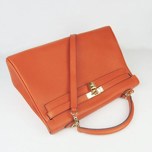 Hermes Kelly 35cm Togo Leather HandBag Orange/Golden