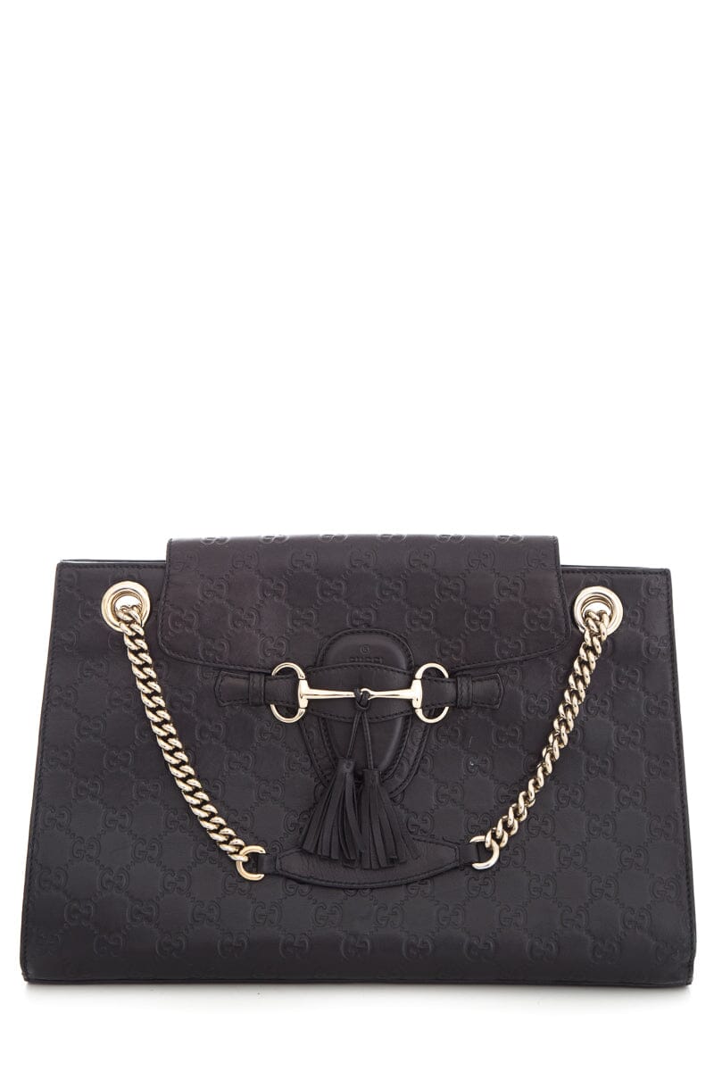 Gucci Black Guccissima Chain Shoulder HandBag