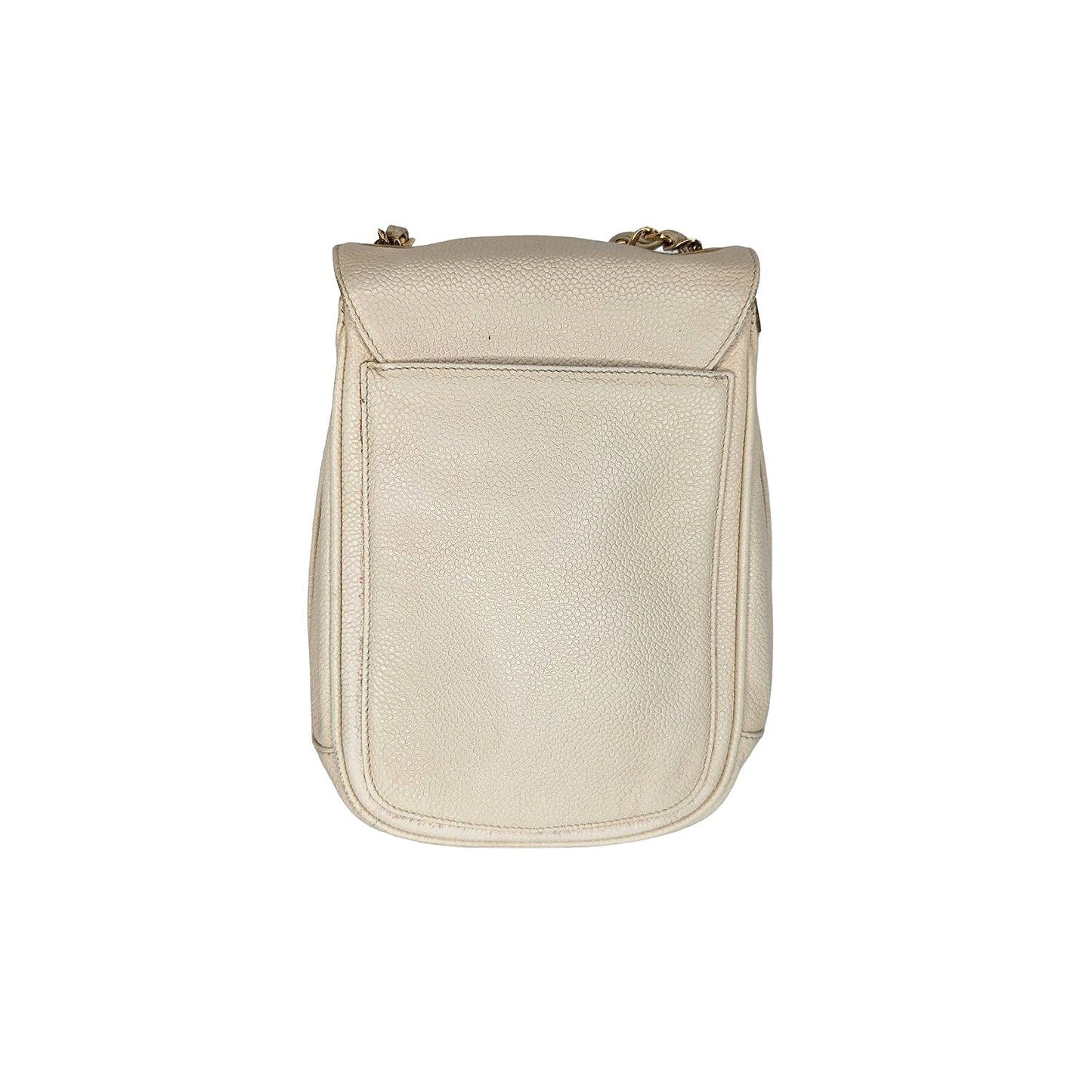 Chanel 90s Caviar Light Beige Oversize CC Flap Crossbody