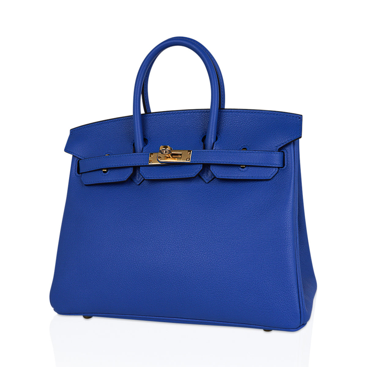 Hermes Birkin 25 Bag Blue Zellige Novillo Leather with Gold Hardware