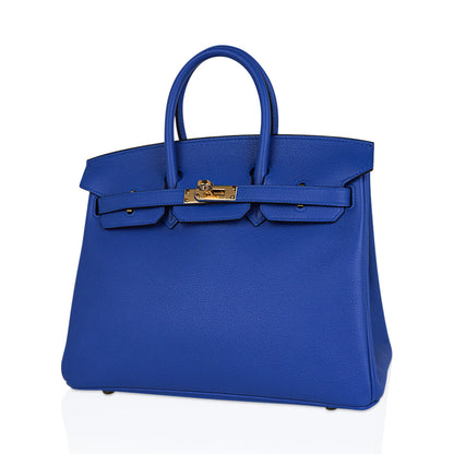 Hermes Birkin 25 Bag Blue Zellige Novillo Leather with Gold Hardware