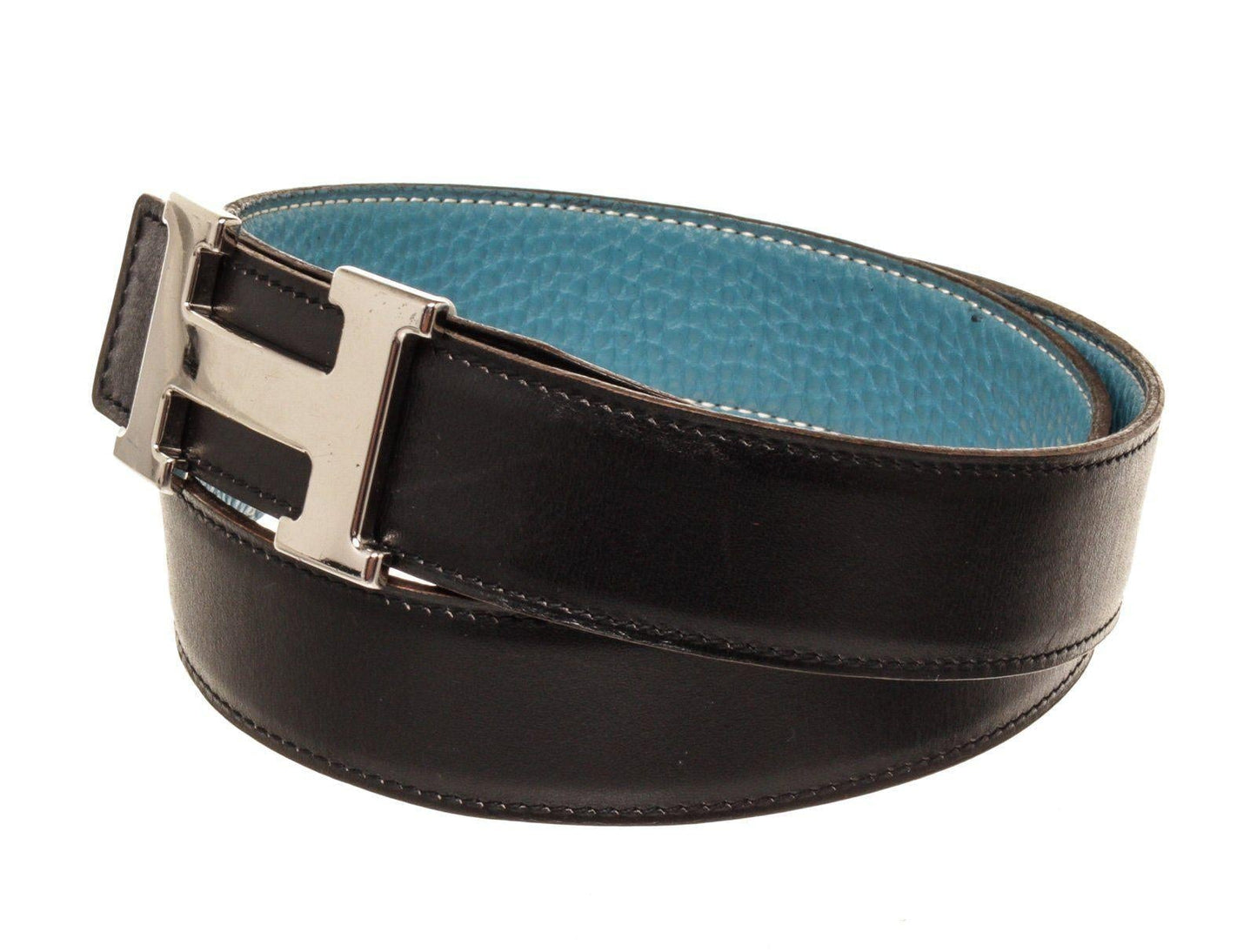 Hermes Blue Black Leather H Belt