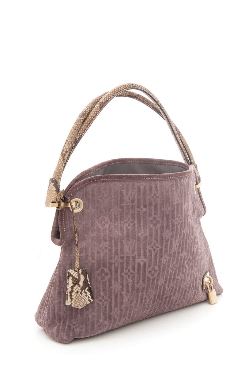 Louis Vuitton 2008 Python Trimmed Suede Whisper Handbag