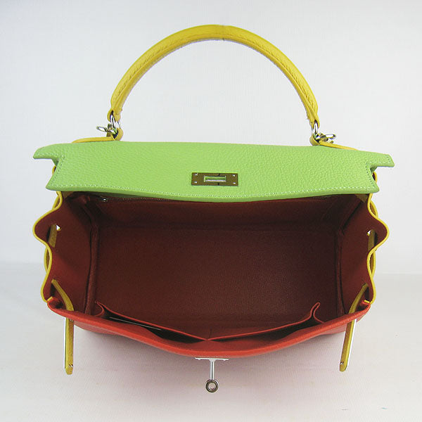 Hermes Kelly 32cm Togo red/green/yellow silver