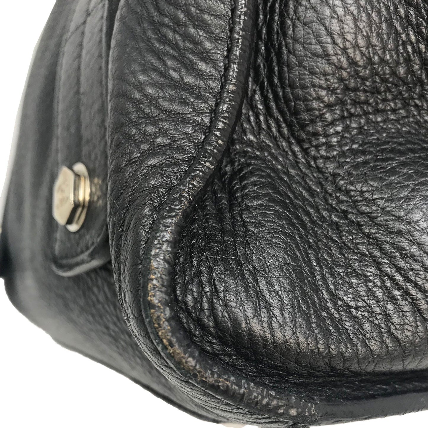 Chanel Black Grained Calfskin Bolt Bowler Bag