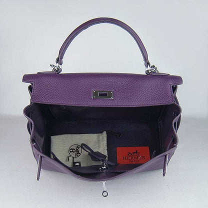 Hermes Kelly 32cm Togo Leather HandBag 6108 Purple Silve