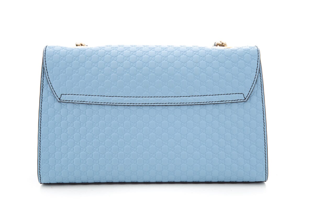 Gucci Blue Emily Chain Flap Bag MicroGuccissima Leather HandBag