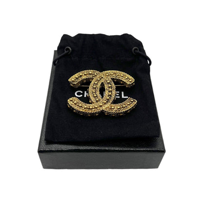 Chanel Gold-Plated CC Brooch