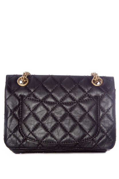 Chanel Black Quilted Soft Lamb Skin 2.55 Mini AGHW HandBag