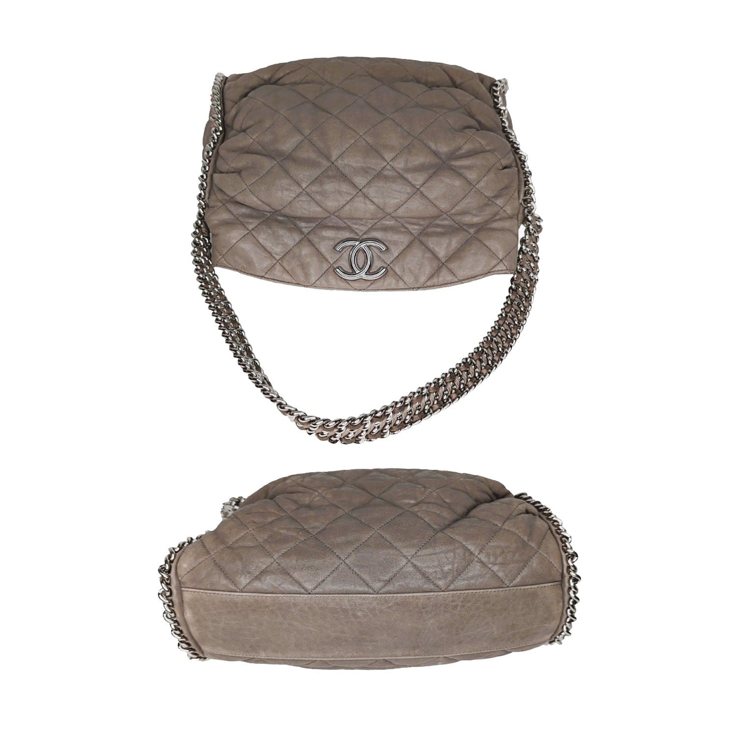 Chanel Washed Lambskin Chain Around Hobo Taupe