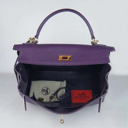 Hermes Kelly 32cm Togo Leather HandBag 6108 Purple Golde