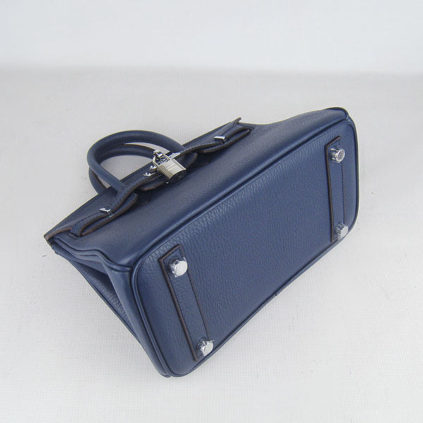 Hermes Birkin 25cm Handbag 6068 dark blue silver