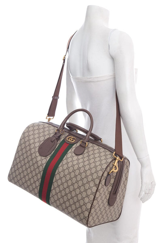 Gucci Brown Canvas  Monogram Duffle Bag