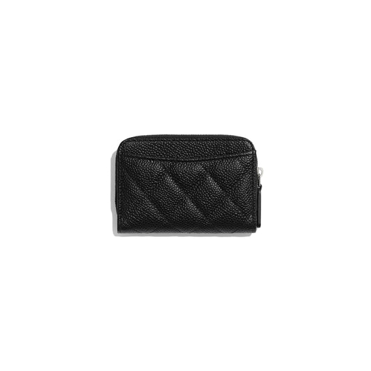 Chanel Classic Zipper Coin Purse SiLouis Vuitton er Tone Black