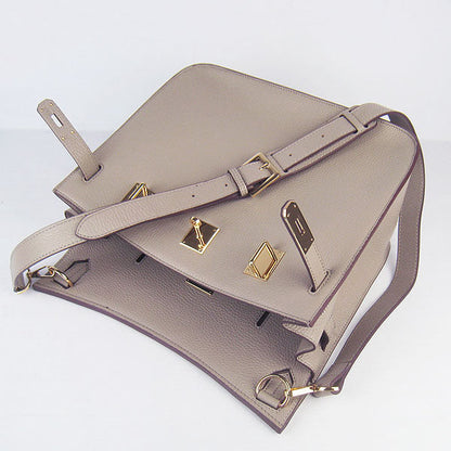 Hermes Leather Shoulder bag H6508 grey golden