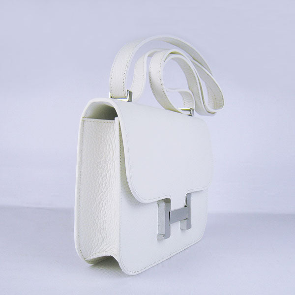 Hermes Constance Cowskin Leather Bag H017 white silver