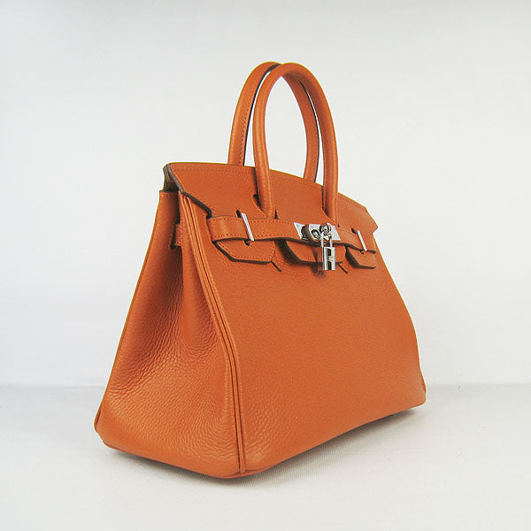 Hermes Birkin 30cm Togo Leather Handbags Orange Silver