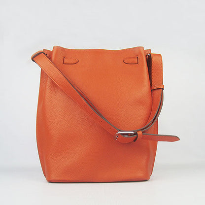 Hermes Nappa Leather Shoulder Bag H2804 orange Silver