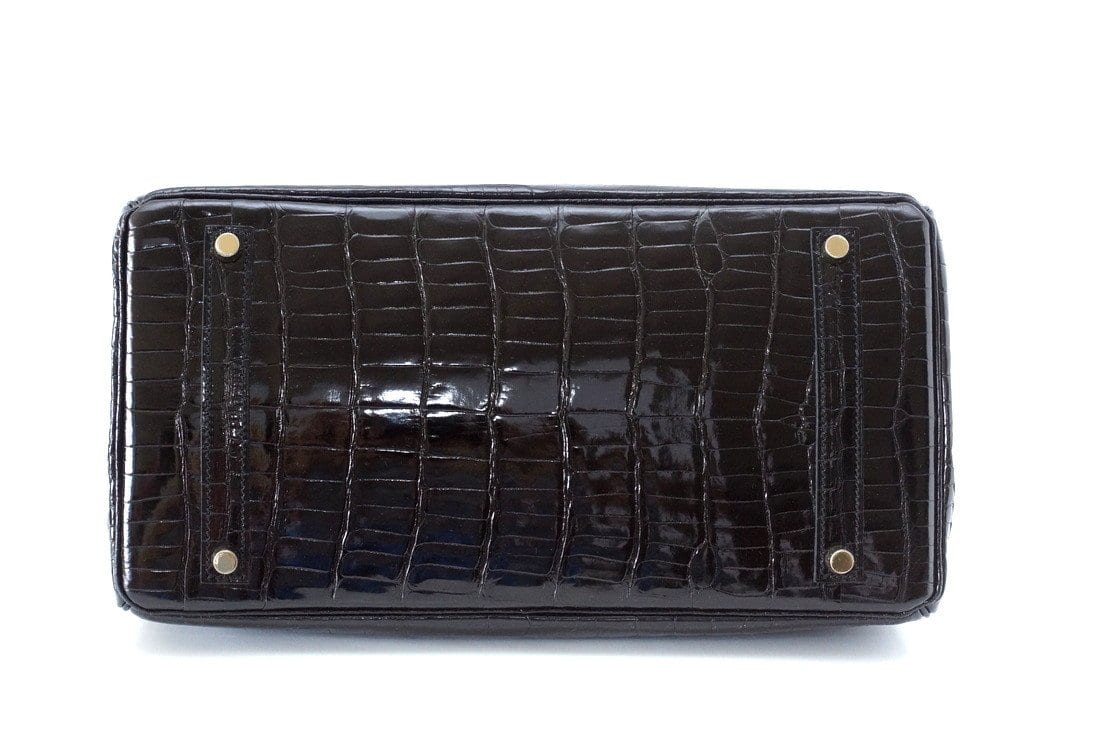 Hermes Birkin 35 Black Porosus Crocodile with Gold Hardware