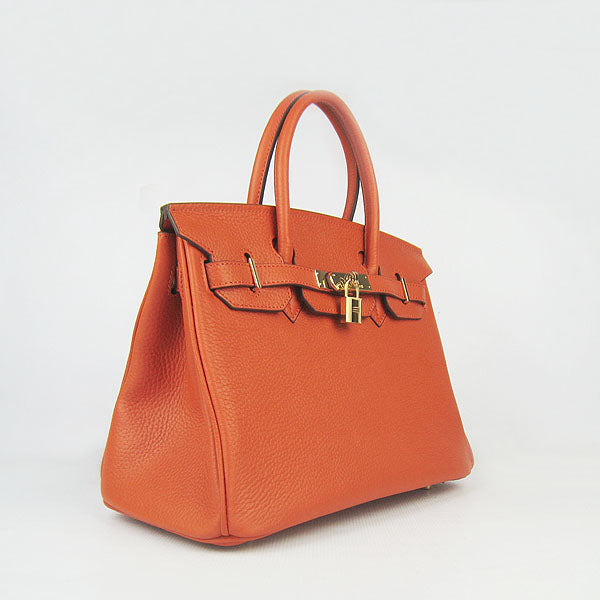 Hermes Birkin 30cm Togo Leather Handbags Orange Golden