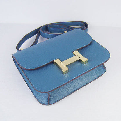 Hermes Constance Cowskin Leather Bag H017 blue golden