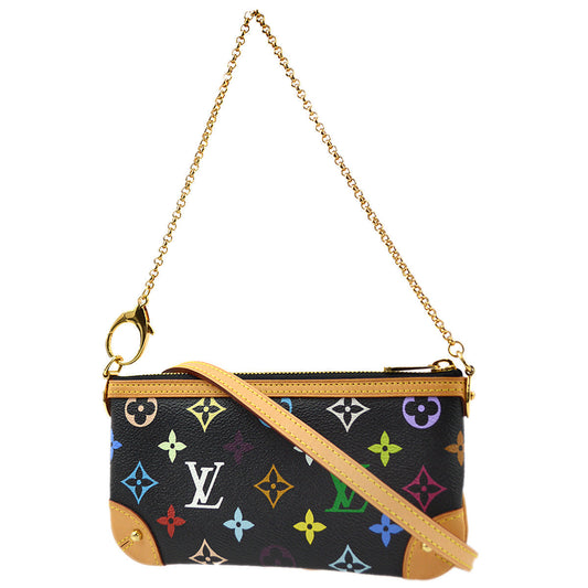 Louis Vuitton 2010 Multicolor Black Pochette Milla MM Handbag M60097